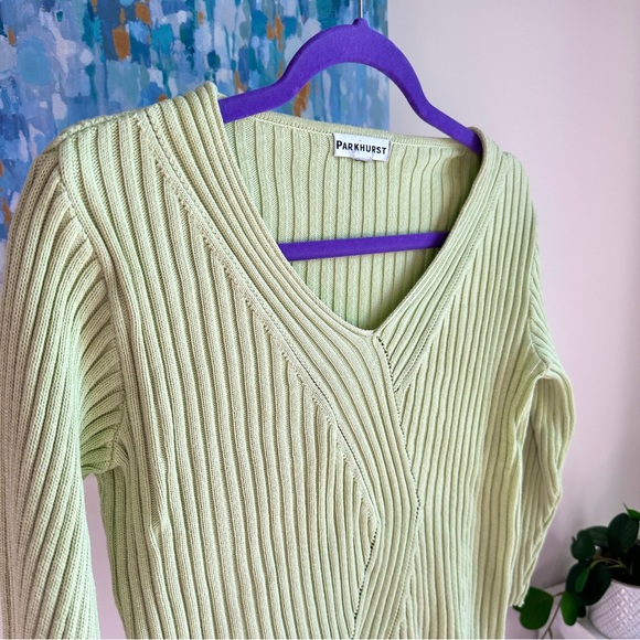 Parkhurst Pistachio Green Ribbed Knit (M) - Picture 3 of 3